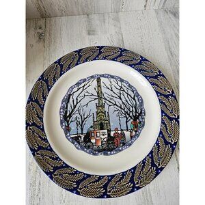 Homer Laughlin turano Church 12-in dinner plate Xmas blue carriage horse Victori